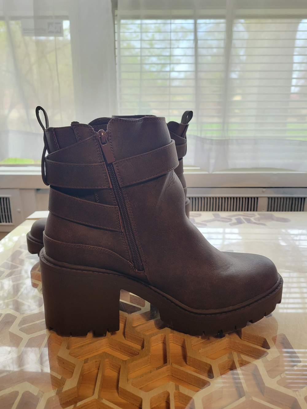 torrid Brown Chunky Heel Ankle Boots with Buckle Strap - Picture 3 of 4